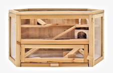Hamster-Käfig 6-eckig Holz Plexiglas 80 x 40 x 43 cm Mäuse Nager Kleintier Stall
