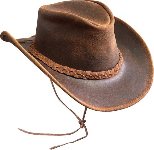 Australischer lederhut mit - lederhut,