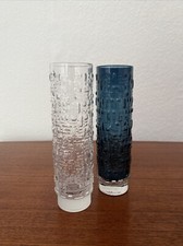 Vase 2 Stk Gral Glas Emil Funke Mid Century 60er Jahre Vintage Vasen Blau Weiß 