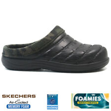 HERREN SKECHERS HAUSSCHUHE GEPOLSTERT KUSCHELIG MEMORY FOAM FELL PANTOLETTEN SCHUHE CLOGS GRÖßE