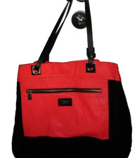 ausgefallene  Tasche schwarz/rot ( kirschrot ) Leder / Wildleder    Furla **