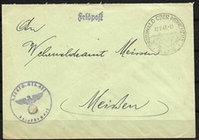 DR 1942 Feldpost Brief. 2. WK. Grünwald ü. München- Wehrmeldeamt Meißen