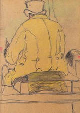 Käthe Wolff Männerbildnis Kutscher Paris Kunst Berlin signiert Zeichnung 1919