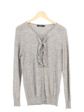 BURBERRY Strickjacke Damen Grau Gr. 40/L Elegant Seide Alpaka Rüschen