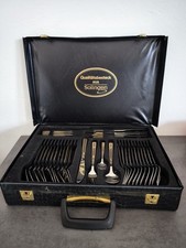 Solingen vergoldetes Besteckset 23/24 Karat, hartvergoldet, kompletter Koffer