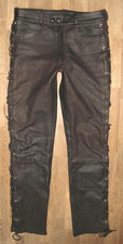 - LOUIS - Schnür- LEDERJEANS / Biker - Lederhose in dkl.- braun in ca. W31 / L32