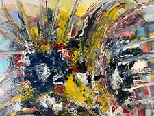 GROSSES ABSTRAKTES GEMÄLDE ACRYL AUF LEINWAND SIGNIERT H. KLEINE RAHMEN 80x70cm