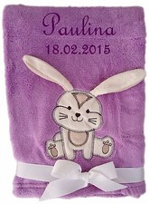 Babydecke mit Namen bestickt + inkl. ein Paar Socken Geschenk Geburt Taufe Baby