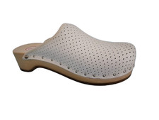 Berkemann Standard-Toeffler 0400-100, Holzclogs Leder weiss Gr. 38 Neu II.Wahl