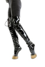 Kassiopeya Extrem Pony Overknee High-Heels Boots Stiefel Clubwear schwarz Neu