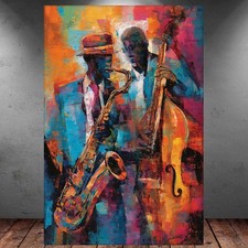 LEINWAND BILD ER XXL MUSIKER SAXOPHON JAZZ BUNT BLUES ABSTRAKT WAND POSTER P1543