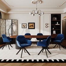 Goeurvant Esszimmerstühle 6er Set Drehbar Küchenstühle Armlehne Samt Dunkelblau