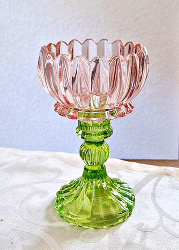 Teelichthalter glas blüte - teelichthalter,