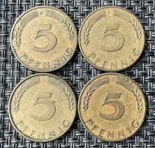 BRD Deutschland 5 Pfennig 1950 D, F, G, J Konvolut komplett Originalbilder