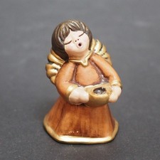 Engel für kleine Kerze von Thun Bozen Italy, Keramik ca. 6,8 cm hoch braun gold