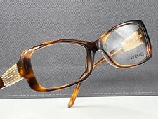 Versace Brille Damen Braun Strass Eckig Vollrand 3121 Italien NP: 240€