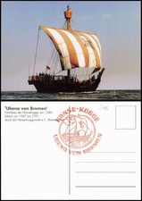 Segelschiff Ubena von Bremen Nachbau der Hansekogge  1380 1980  Schiffsstempel