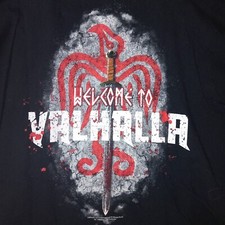 VIKINGS WELCOME TO VALHALLA T-SHIRT BY NASTROVJE POTSDAM L @2013 TM PROD. LTD T5