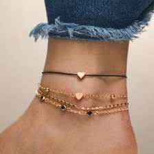 4er Set Fußkettchen Set Herz