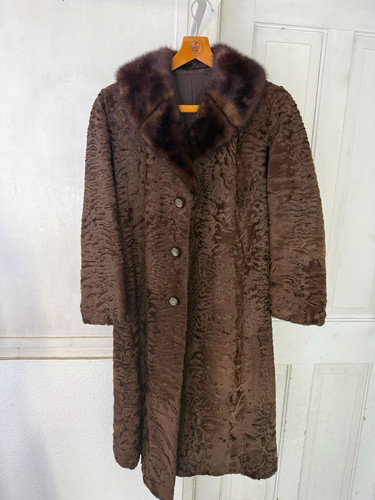 Swakara pelzmantel braun mit - swakara,