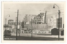 Chemnitz, Stalinplatz, Straßenbahn, alte Ak um 1950