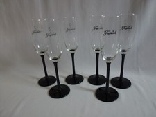 6x Freixenet Sekt Glas 0,1l Prosecco Sektglas mit schwarzem Stiel Sektflöte