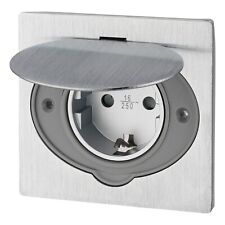 Edelstahl Einbausteckdose IP44 Bodensteckdose Garten Aussen mit Klappdeckel