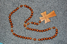 Rosenkranz groß Holz Kreuz 12 x 17 cm mit Holzkugeln