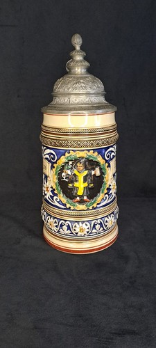 Alter bierkrug mit zinndeckel - mit,