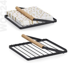 Serviettenhalter Servietten Halter Metall Schwarz Spender Topf Untersetzer Holz