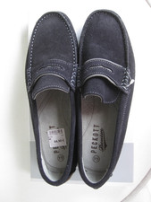 Mokassins Herren Slipper Unisex Schuhe Leder navy dunkelblau Wildleder Gr.44 NEU