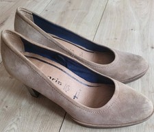 Tamaris *Pumps Damen High Heels  * Gr. 37 Leder  Beige  Wildleder * Top Zustand 