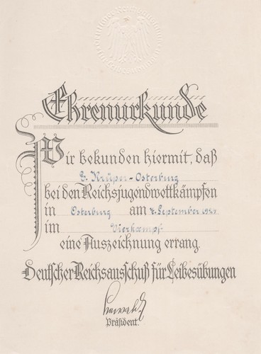 Urkunde deutsche turnerschaft - urkunde,