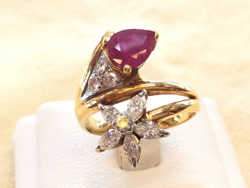 Rosa rubin diamanten goldring - rubin,