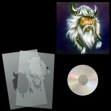 Schablonen Airbrush  Schablone Wikingerkopf  0161 & Anleitungs CD