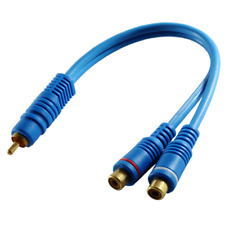 Y Kabel Adapter Verteiler Weiche Subwooferkabel Cinch Chinch RCA Kabel 20cm blau