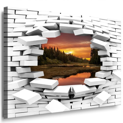 Leinwandbild xxl see wald loch - wald,