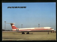 Flugzeug IL-62 der Interflug nach der Landung, Ansichtskarte 