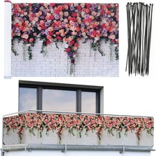 MAXIMEX Balkon Sicht Schutz 5 m ROSEN MOTIV Terrassen Wind Verkleidung Umrandung