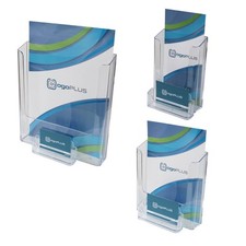 Wand - Prospekthalter m. Visitenkartenständer DIN lang, A4, A5, Prospektständer