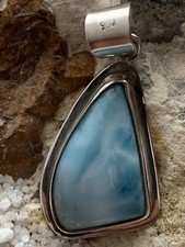 Larimar Anhänger, Heilstein, Edelstein in 950er Silber gefasst 32,45ct.   #156