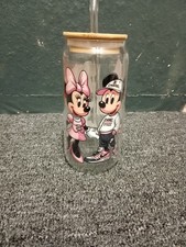 Glasbecher Mit Bambusdeckel Und Glasstrohhalm Mit Motiv