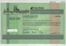 COLONIA Konzern Versicherung 1991 Köln Dom Concordia AXA Sal. Oppenheim 1000 DM