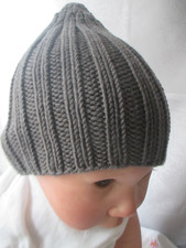 Babymütze  Mokka  100% Merinowolle für KU 47/ 48  cm