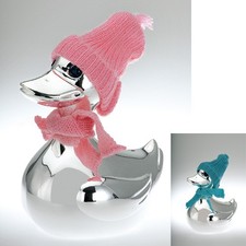 Spardose Versilbert Ente mit