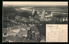 Strehla a. E., Ortsansicht aus der Vogelschau, Ansichtskarte 1905 