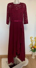 Vokuhila Miusol Abendkleid Spitze Stretch bordeaux  Gr. XL/42 Spitze Kleid