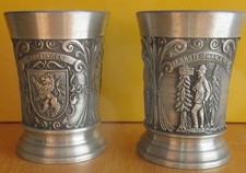 2 Zinnbecher Schnapsbecher Thüringen Rennsteigwanderer Buckelapotheker 95% Zinn