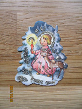 Oblaten Glanzbilder Krüger Engel Reh Kerze Glitzer alt (1)