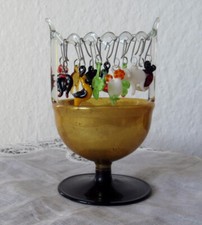 STÄNDER - 12 GLASMERKER - BOWLE-ANHÄNGER - GLAS - LAUSCHA - VINTAGE